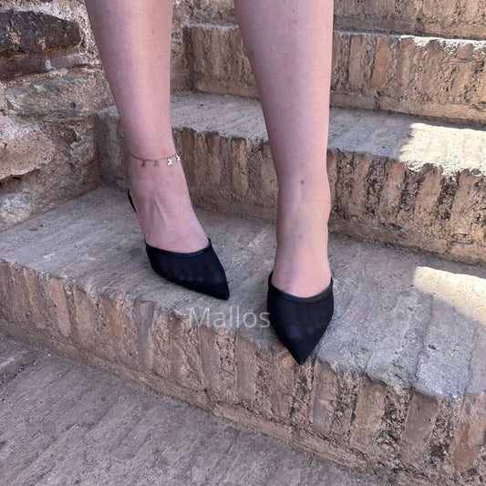 Escarpins couture à talon fin - Black