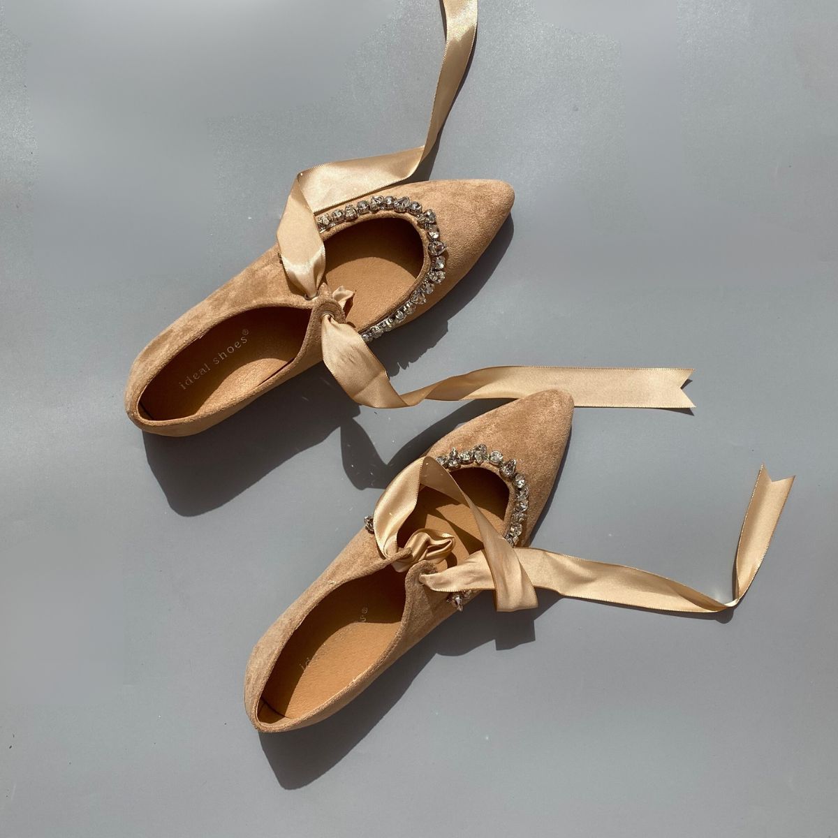 Ballerines avec zircons -Camel