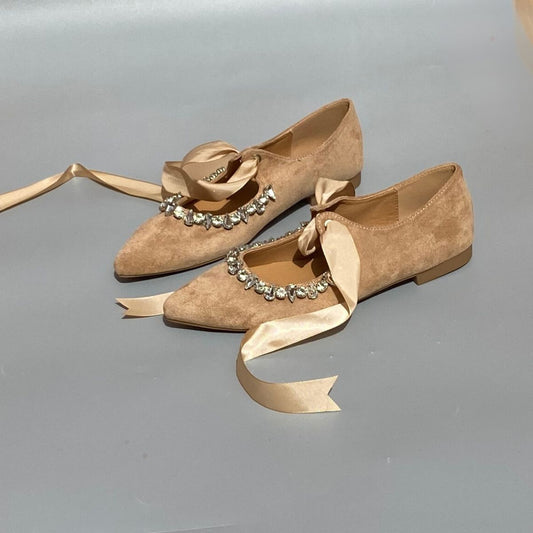 Ballerines avec zircons -Camel