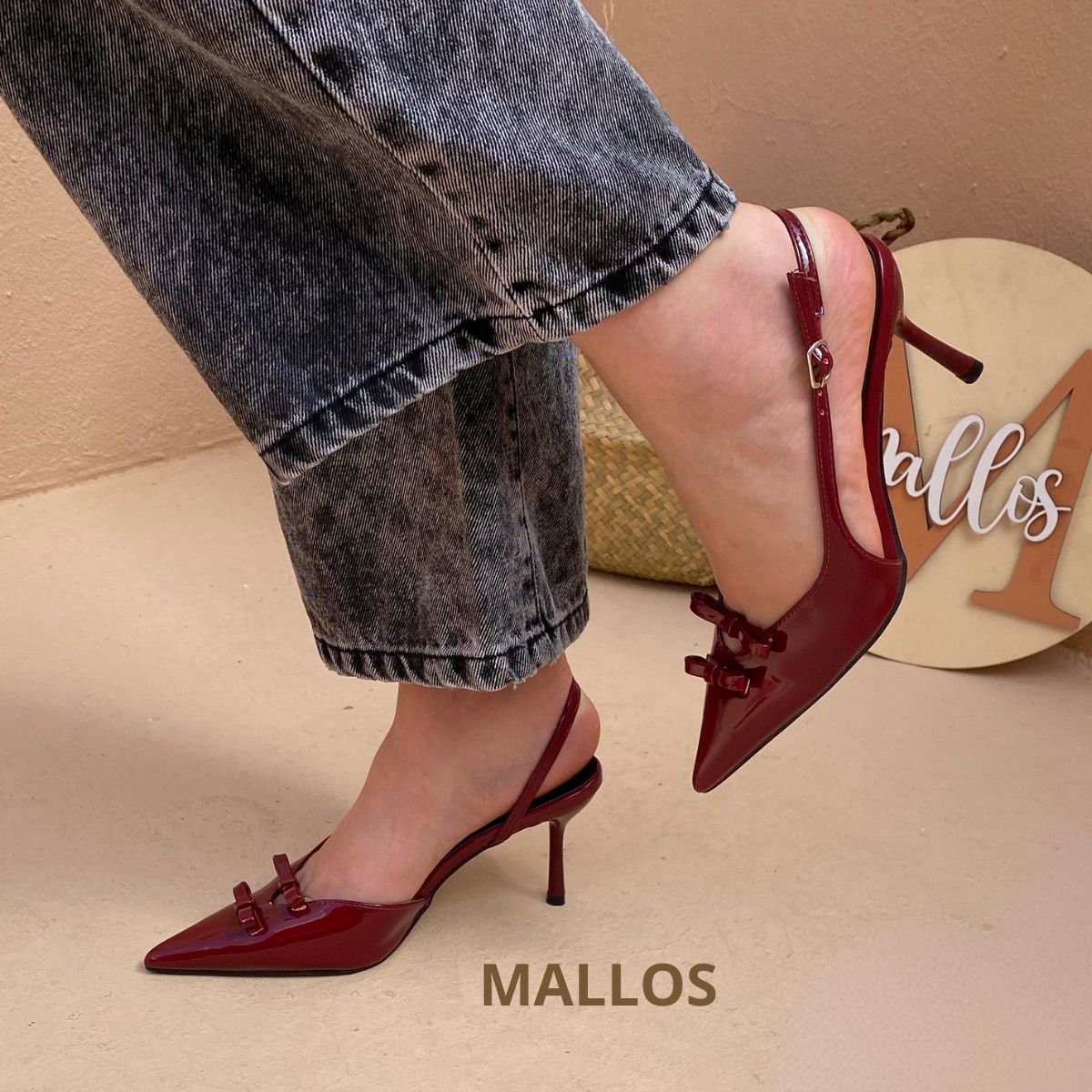 Escarpin ouvert bordeaux