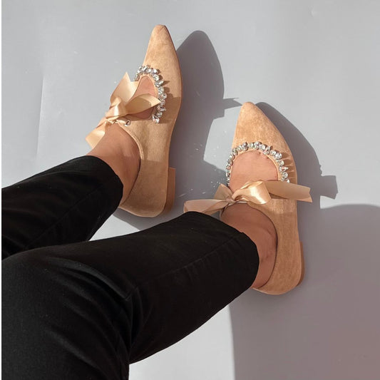Ballerines avec zircons -Camel