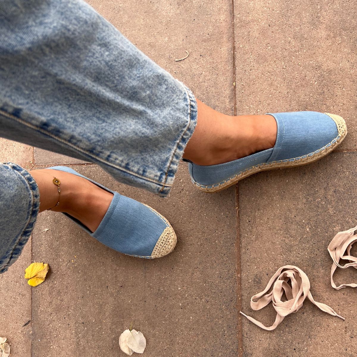 Ballerines avec lacets-Bleu