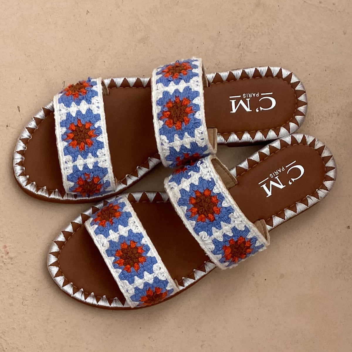 Sandales plates crochet -Orange