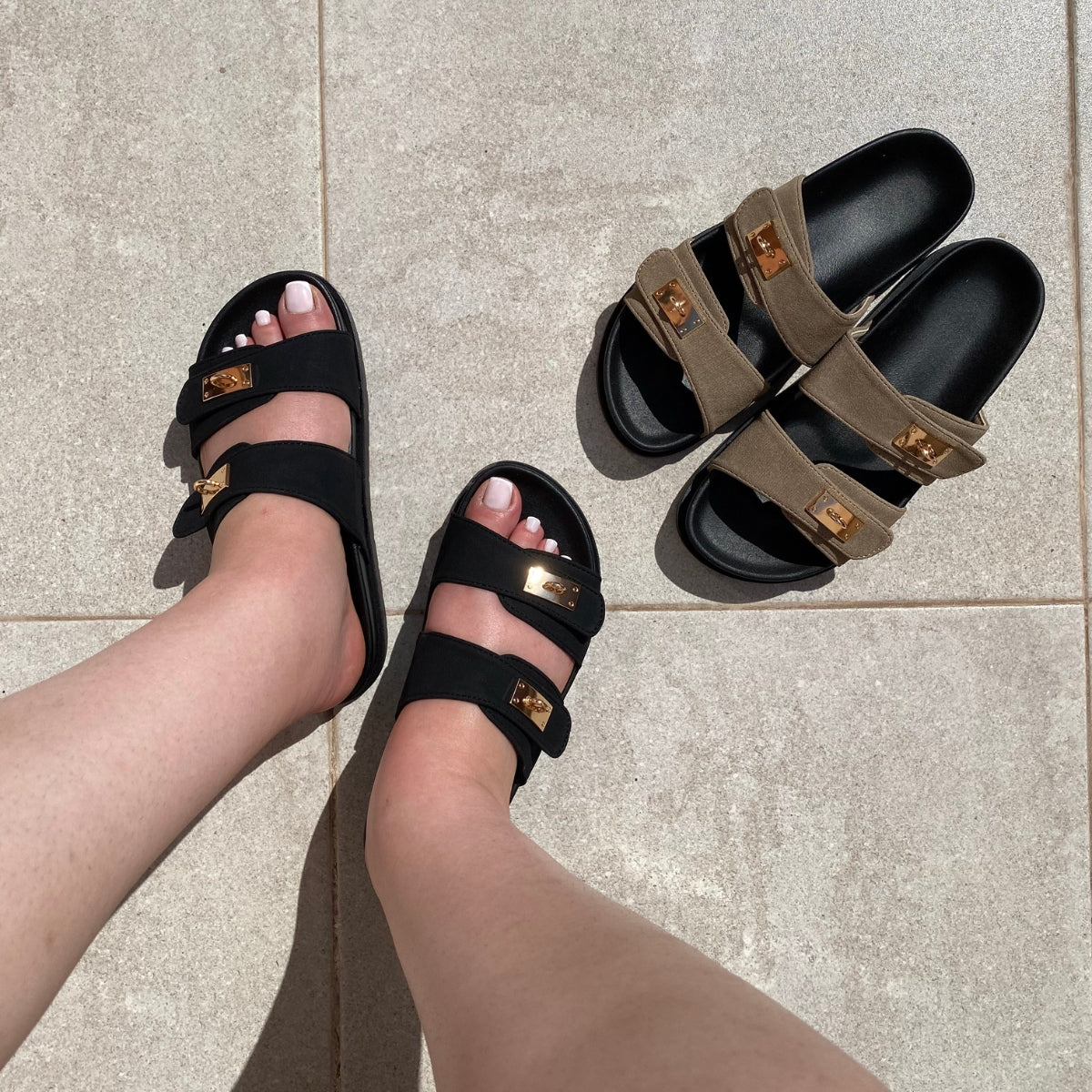 sandale plat . sandale ete . Sandale maroc . sandale femme . sandale confortable . chaussure femme . sandale en daim .