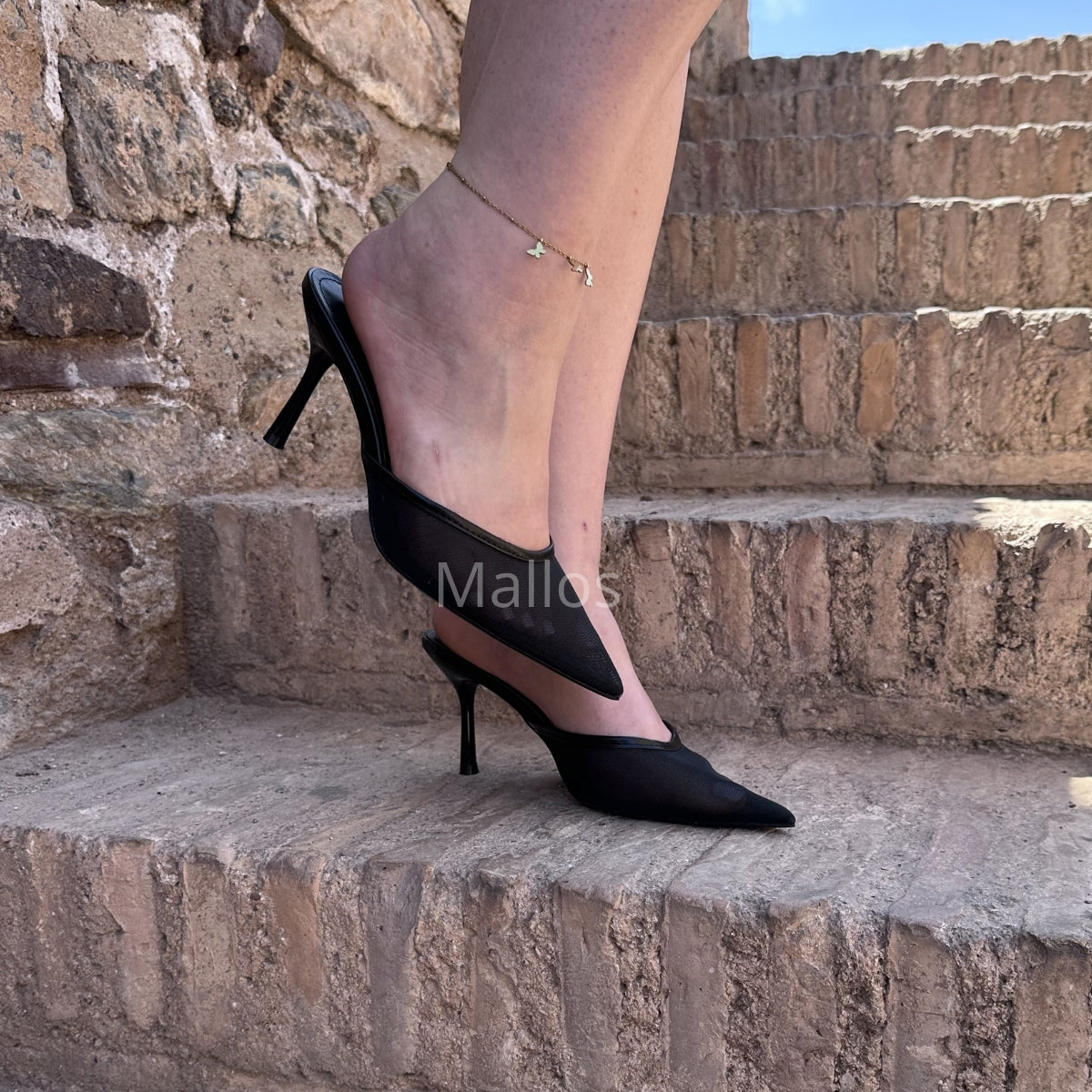 Escarpins couture à talon fin - Black