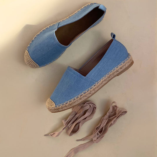 Ballerines avec lacets-Bleu