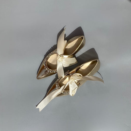 Ballerines avec zircons -Doré