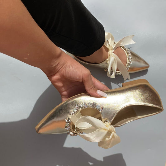 Ballerines avec zircons -Doré