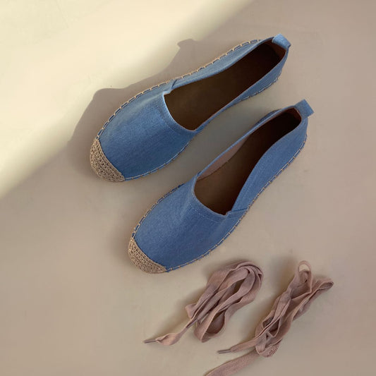 Ballerines avec lacets-Bleu