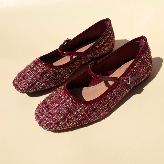Ballerines tweed - Bordeaux