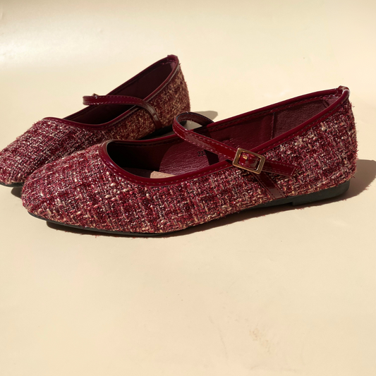 Ballerines tweed - Bordeaux