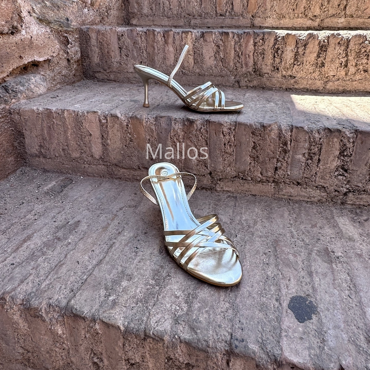 Sandales gold à Talon Fin - Gold