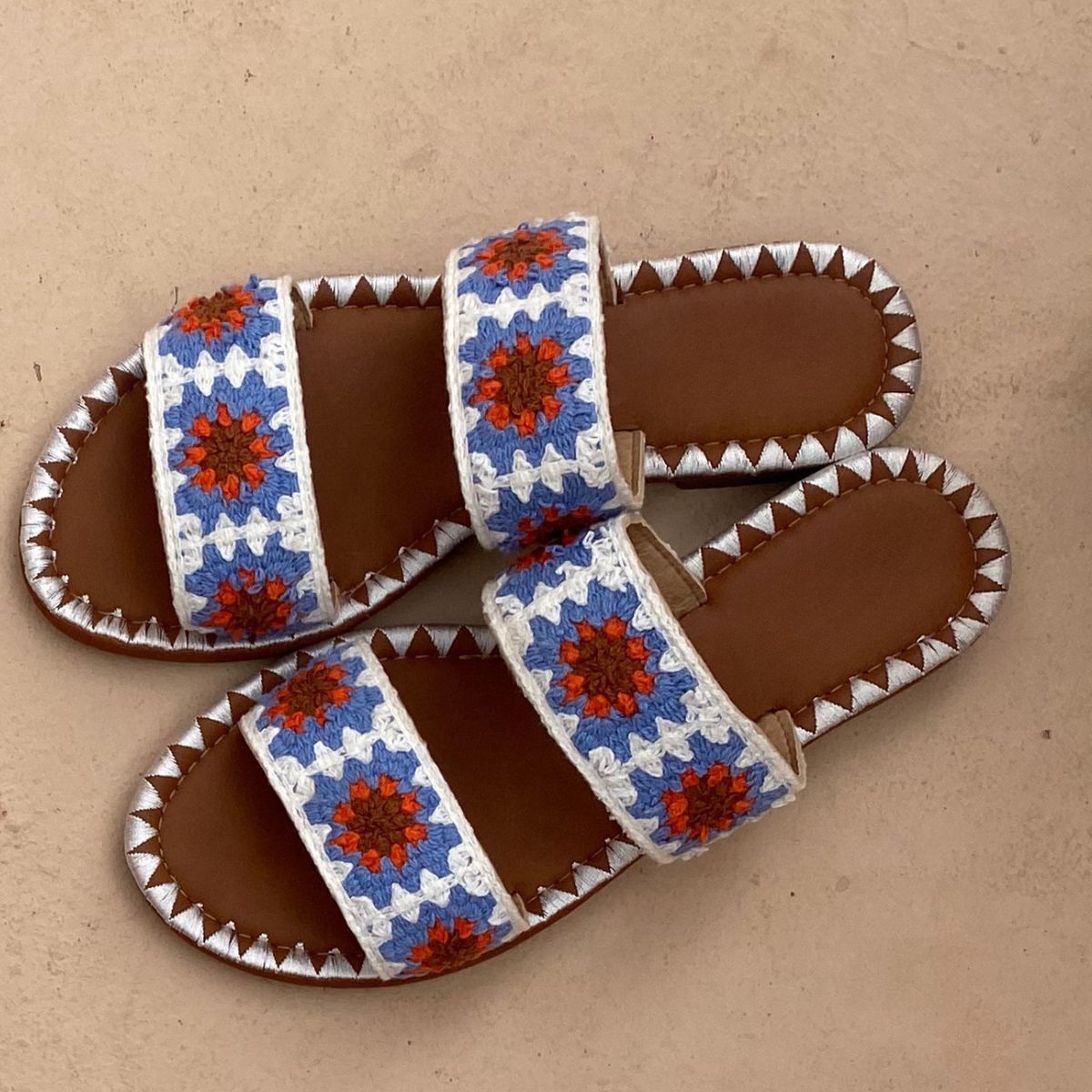 Sandales plates crochet -Blanc