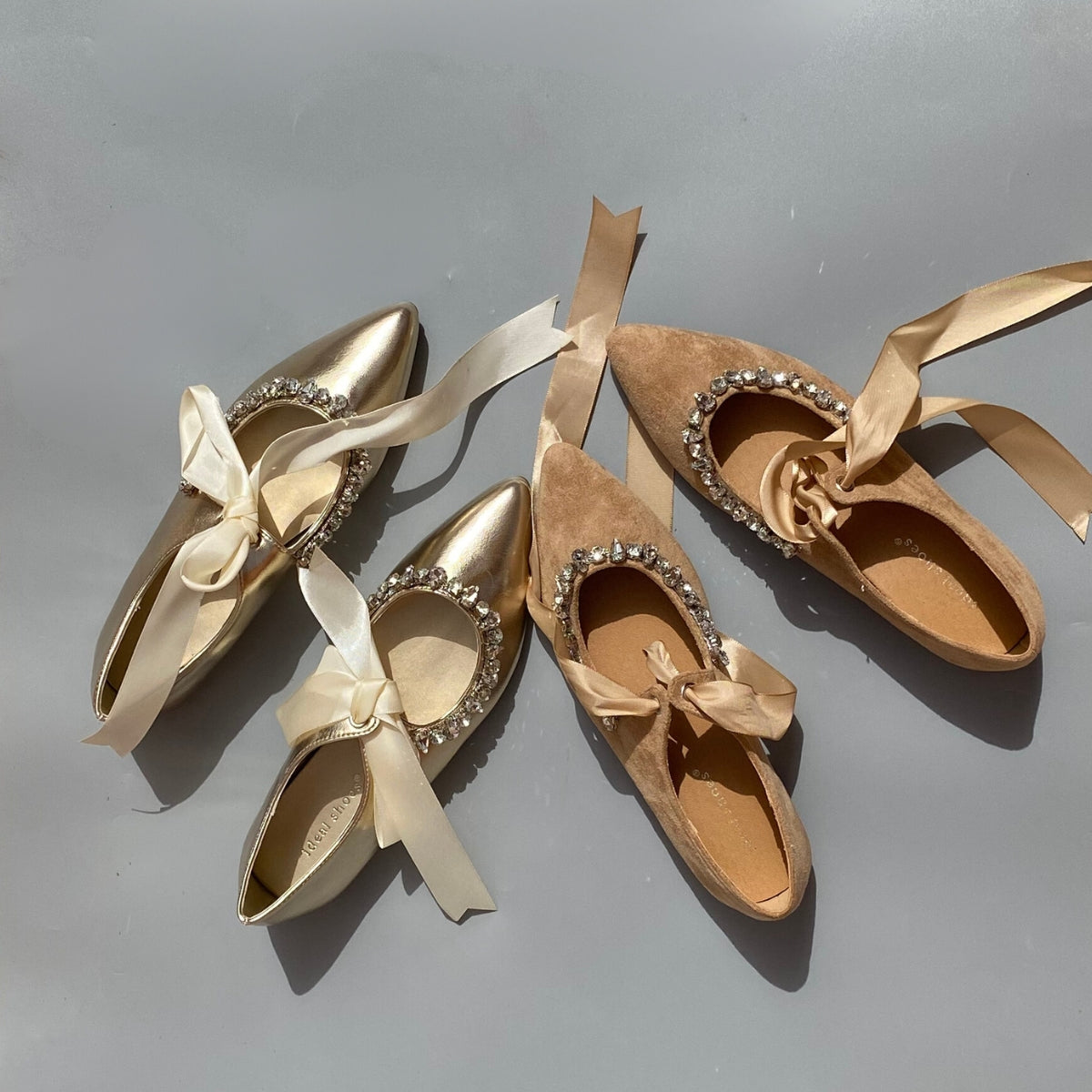 Ballerines avec zircons -Camel